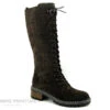 Elue Par Nous KOFOUR Marron Velours Croco - Botte Lacet Femme