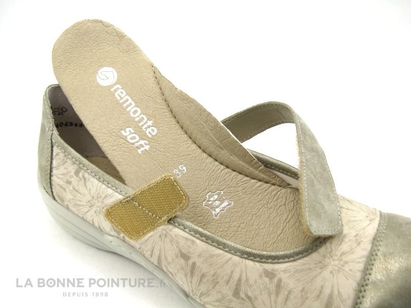 Remonte R7627-93 - Ballerine Beige Et Fleurie Avec Bride Velcro 5 Remonte R7627-93 - Ballerine Beige Et Fleurie Avec Bride Velcro – Image 5
