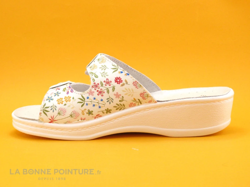 Sanital Light 4371 Blanc Et Fleuri - Brides A Boucle - Mule Medicale 2 Sanital Light 4371 Blanc Et Fleuri - Brides A Boucle - Mule Medicale – Image 2