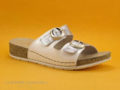 Fly Flot FLETY Blanc - Gris Metal - 2 Brides Reglables - Mule